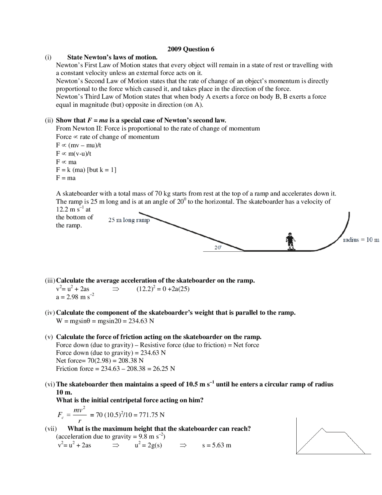 Newton Laws of Motion - General Physics - Solved Exam - Docsity