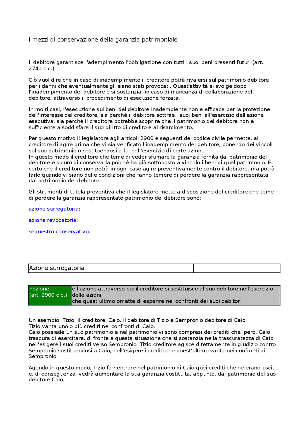 I mezzi di conservazione della garanzia patrimoniale Docsity I mezzi di conservazione della garanzia patrimoniale Docsity