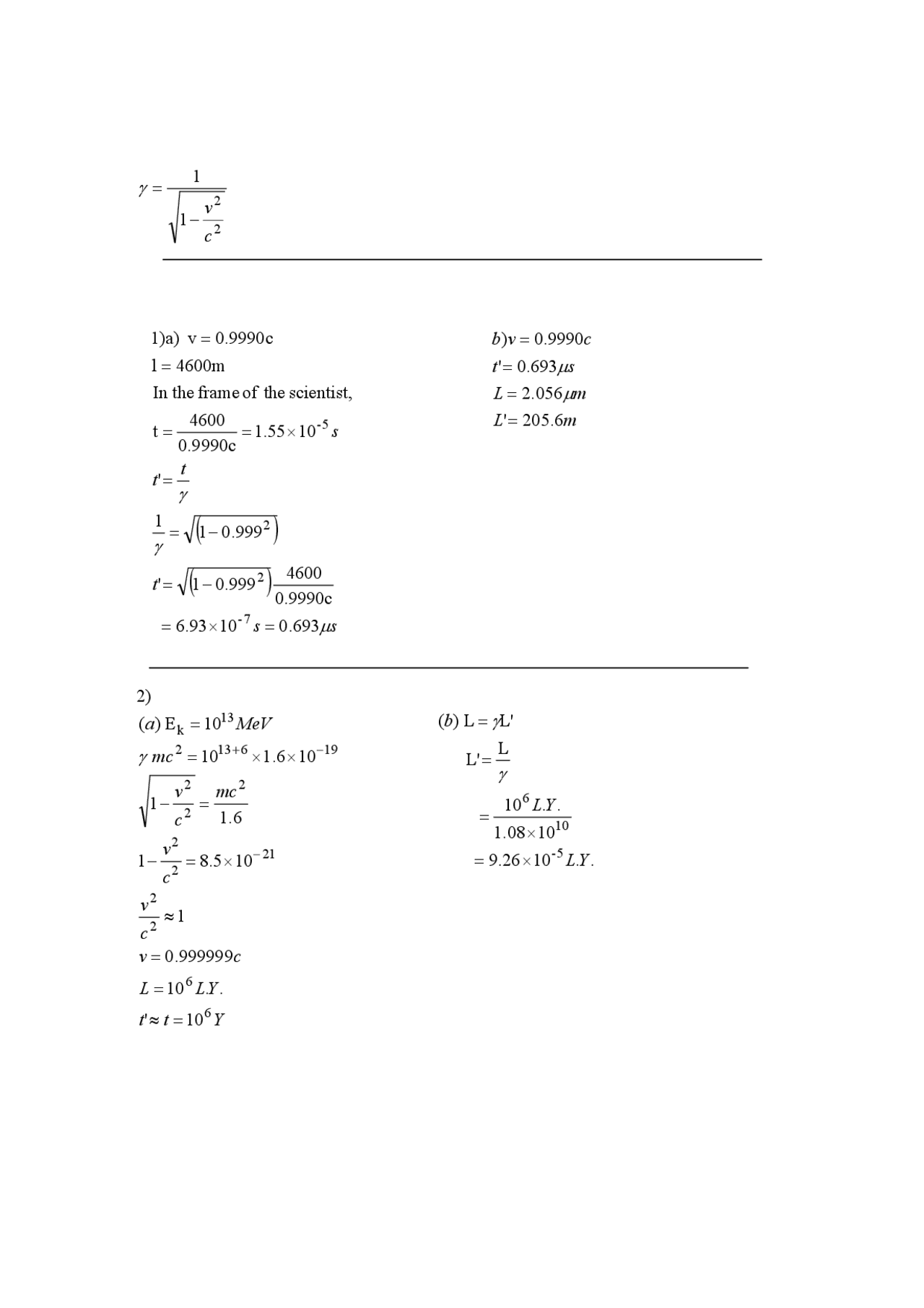 Particle Physics Math Answer Positions of Particle - Physics - Solved Past Exam - Docsity