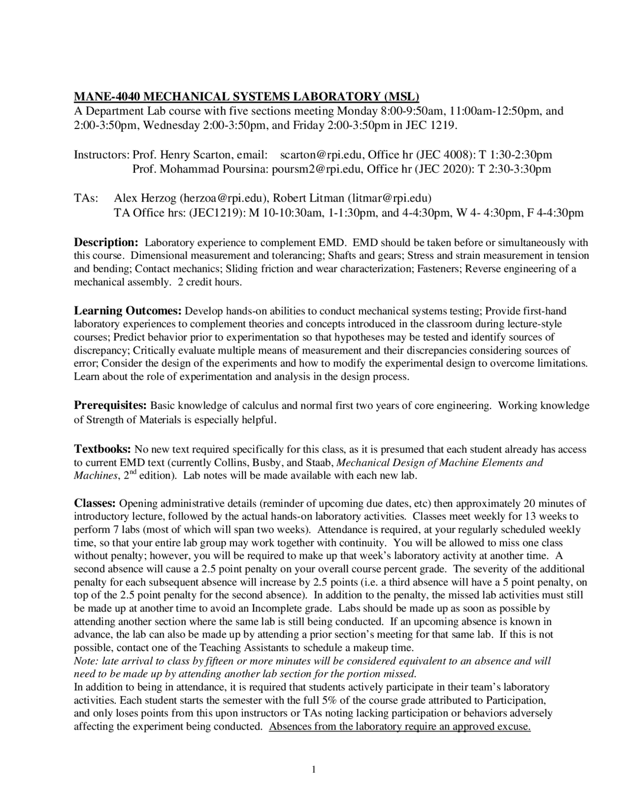 Mane Lab Plan Mechanical Systems Laboratory – Study Materials | MANE 4040 | Lecture ...