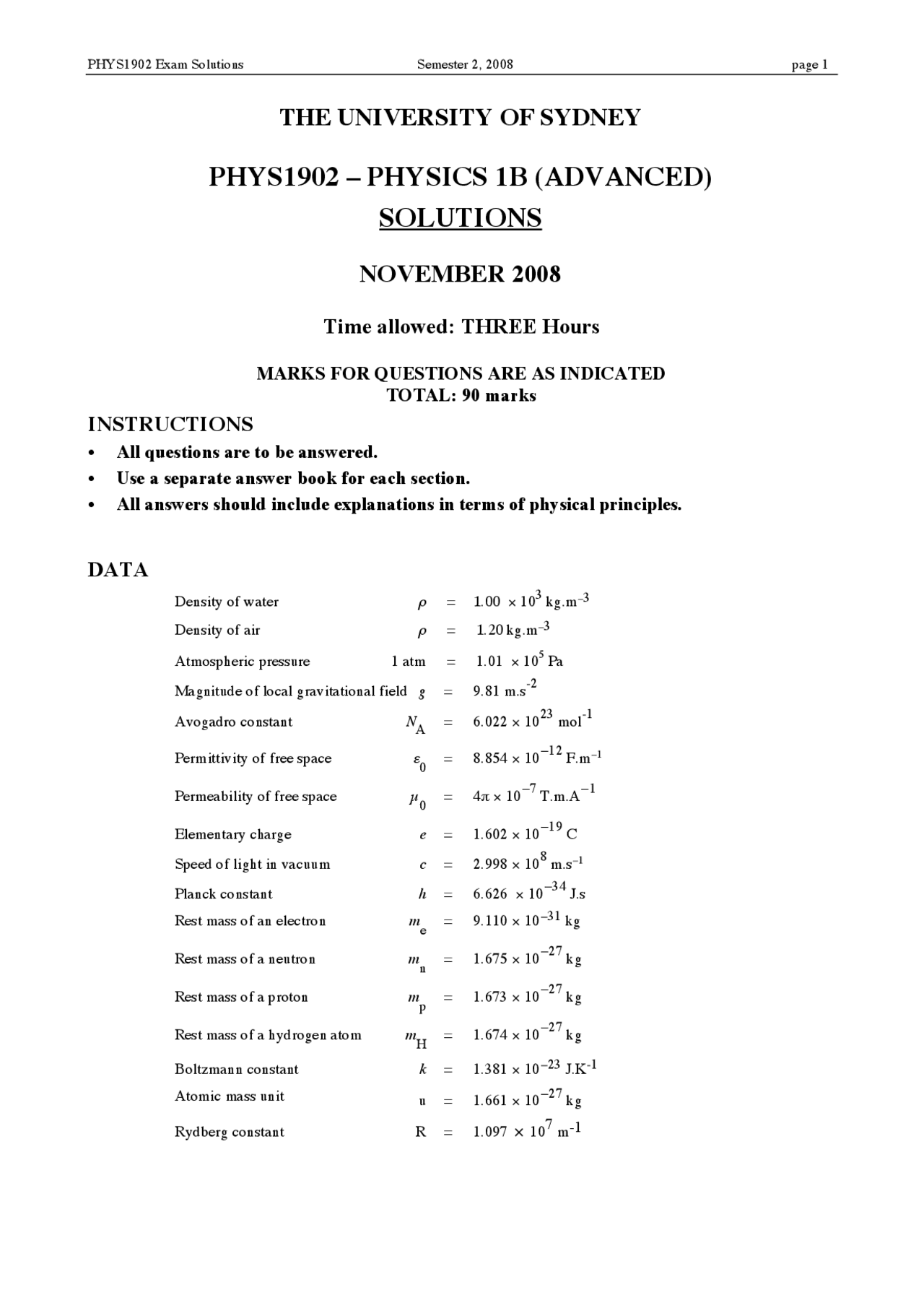 Density of Cork Advanced Physics Solved Exam Docsity