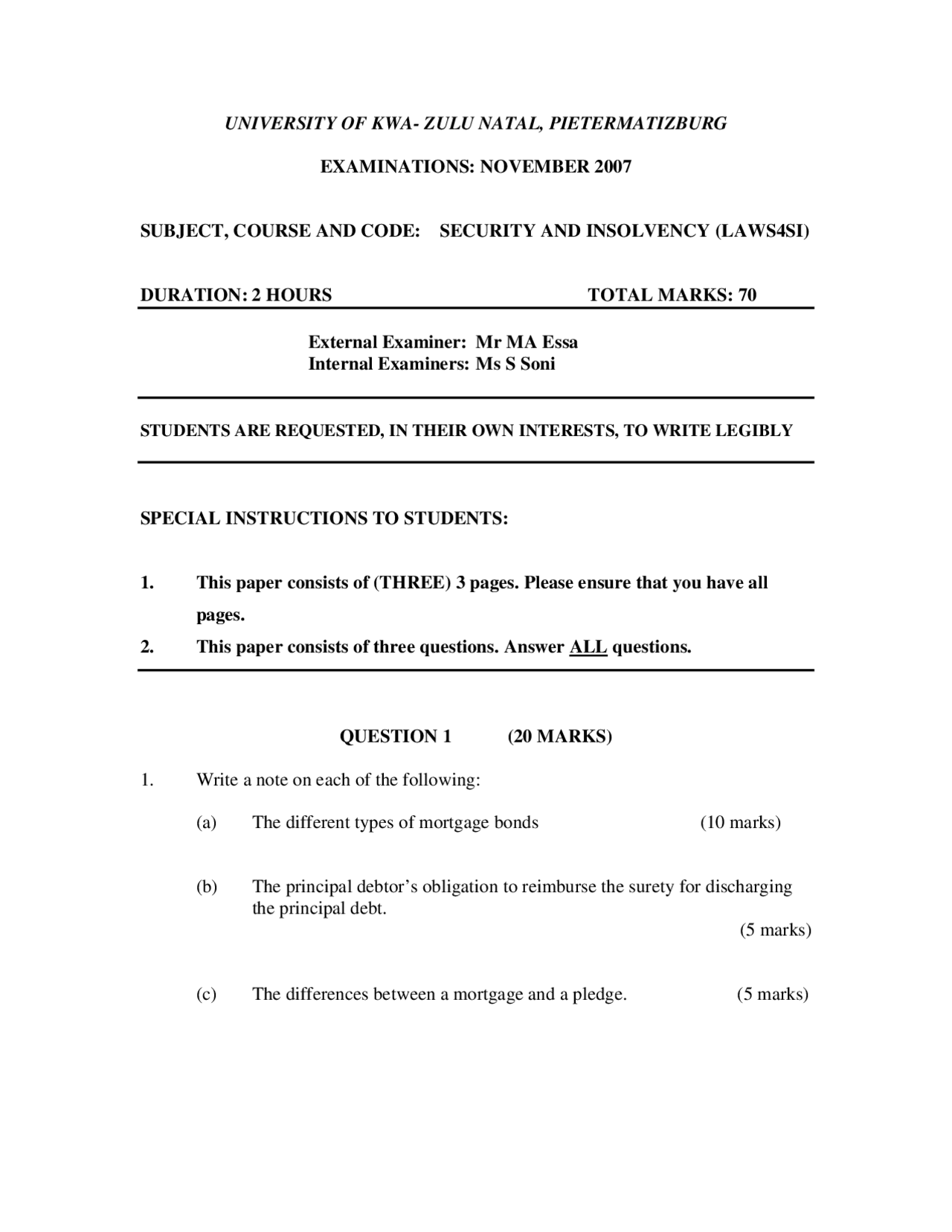 Types of Mortgage Bonds Securities Regulation Past Paper Docsity