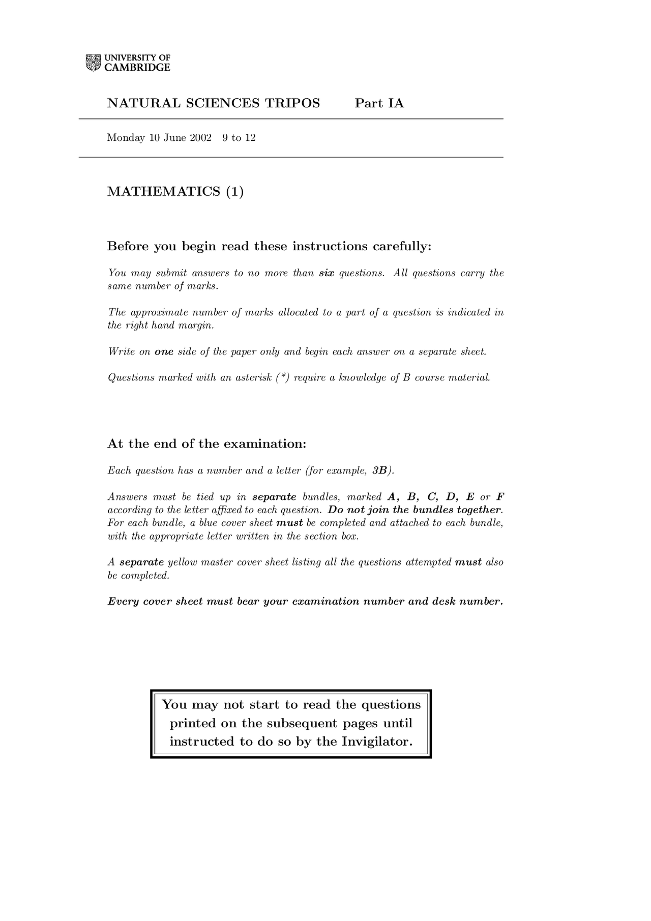 Equation - Mathematics with Natural Sciences - Exam - Docsity