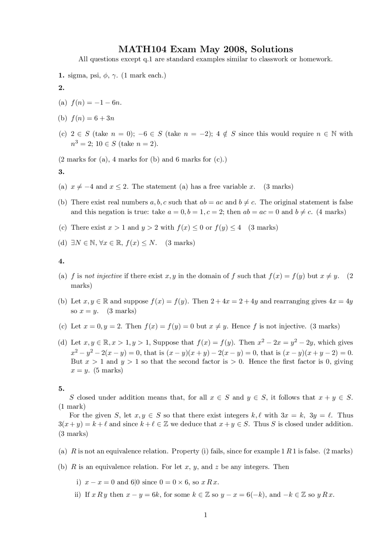 Given Statement - Mathematics - Solved Exam - Docsity