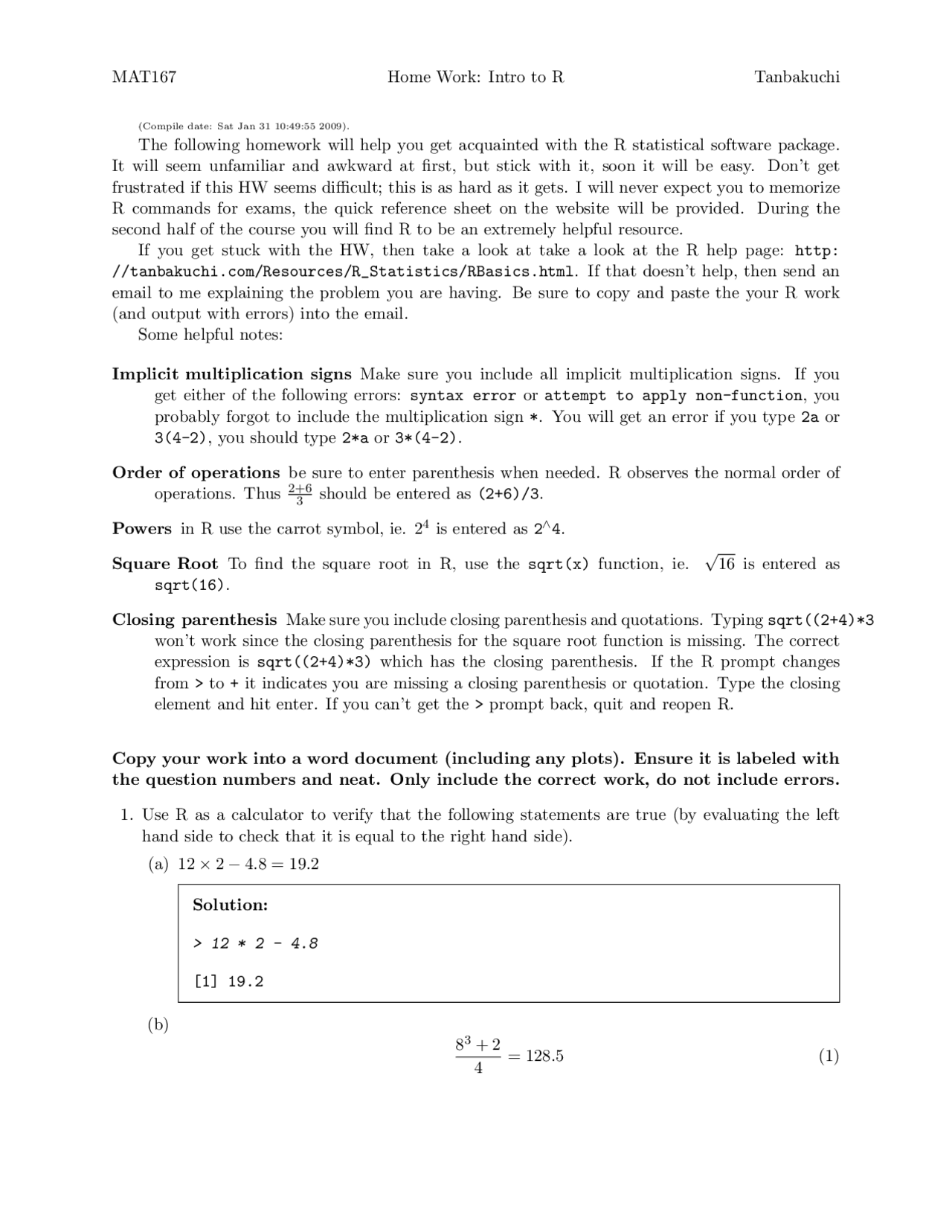 Square Root - Introduction to Statistics - Solved Exam - Docsity