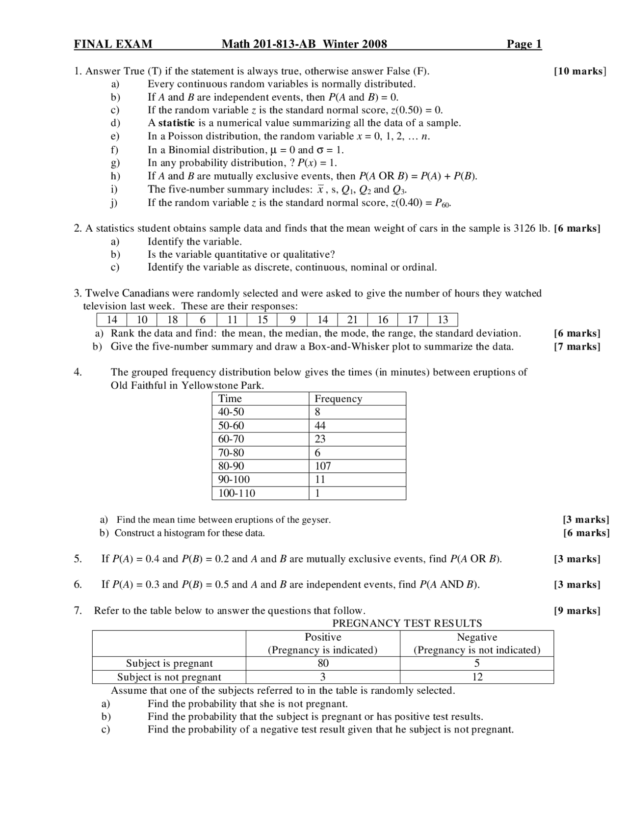 Variable Quantitative - Computer Science Technology - Exam | Exams ...