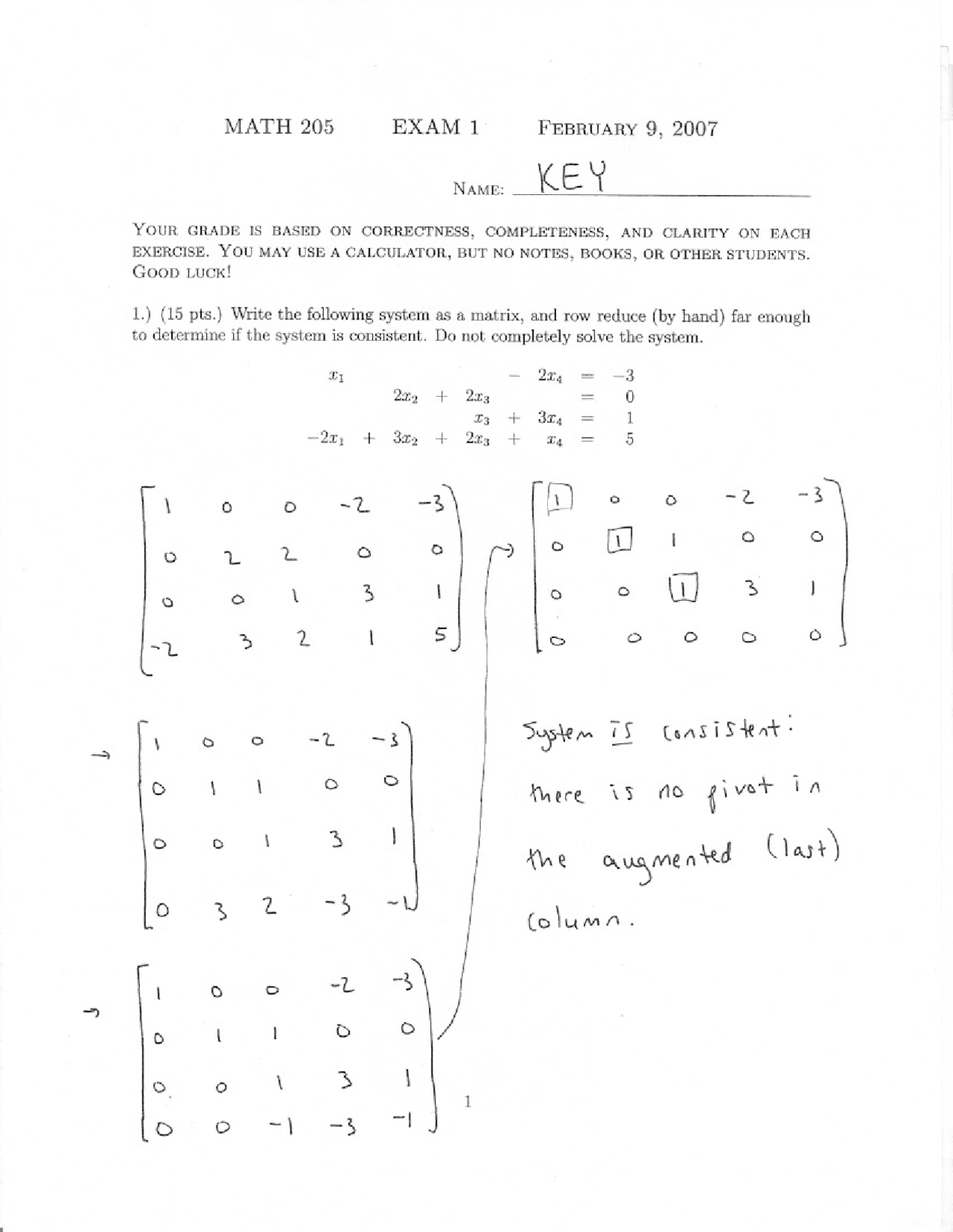 Matrix - Linear Algebra - Solved Exam - Docsity