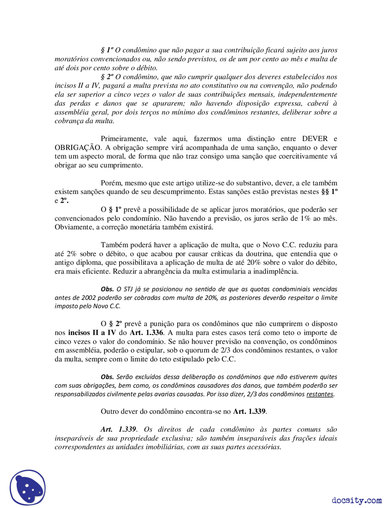 Condominio - notas - Direito Civil 2 - Docsity