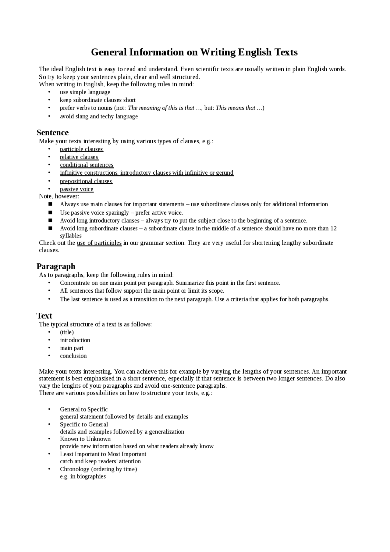 General Information on Writing English Text - Docsity