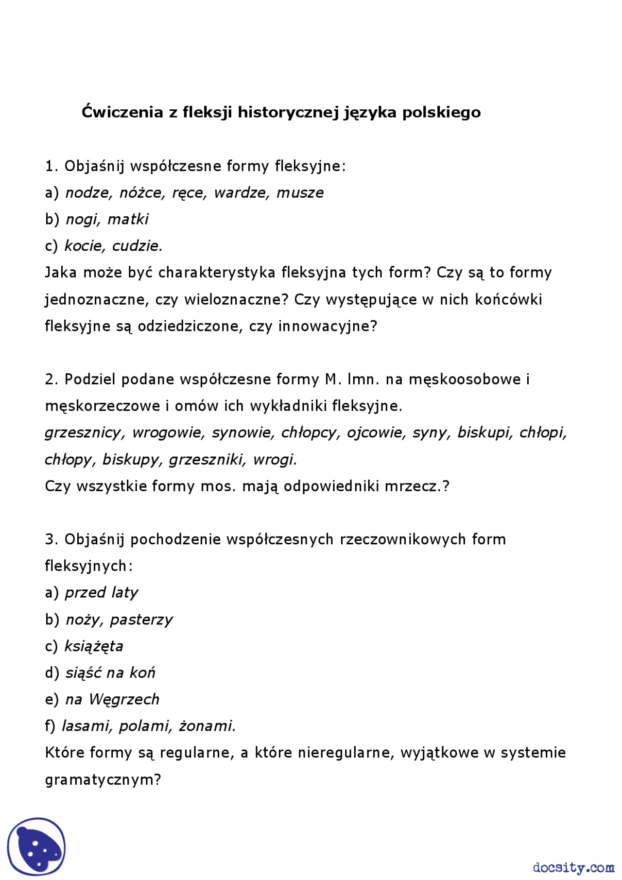 Sprawdzian Z Fleksji Iii Gimnazjum