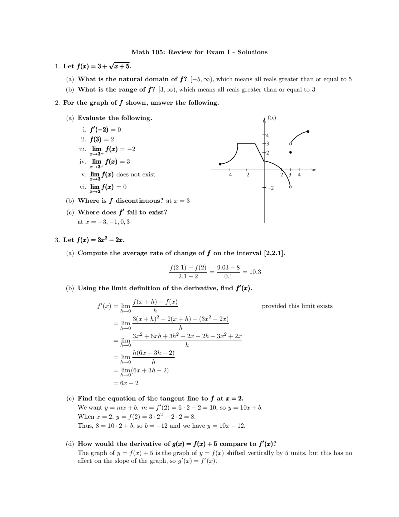 Natural Domain Calculus Solved Exam Docsity