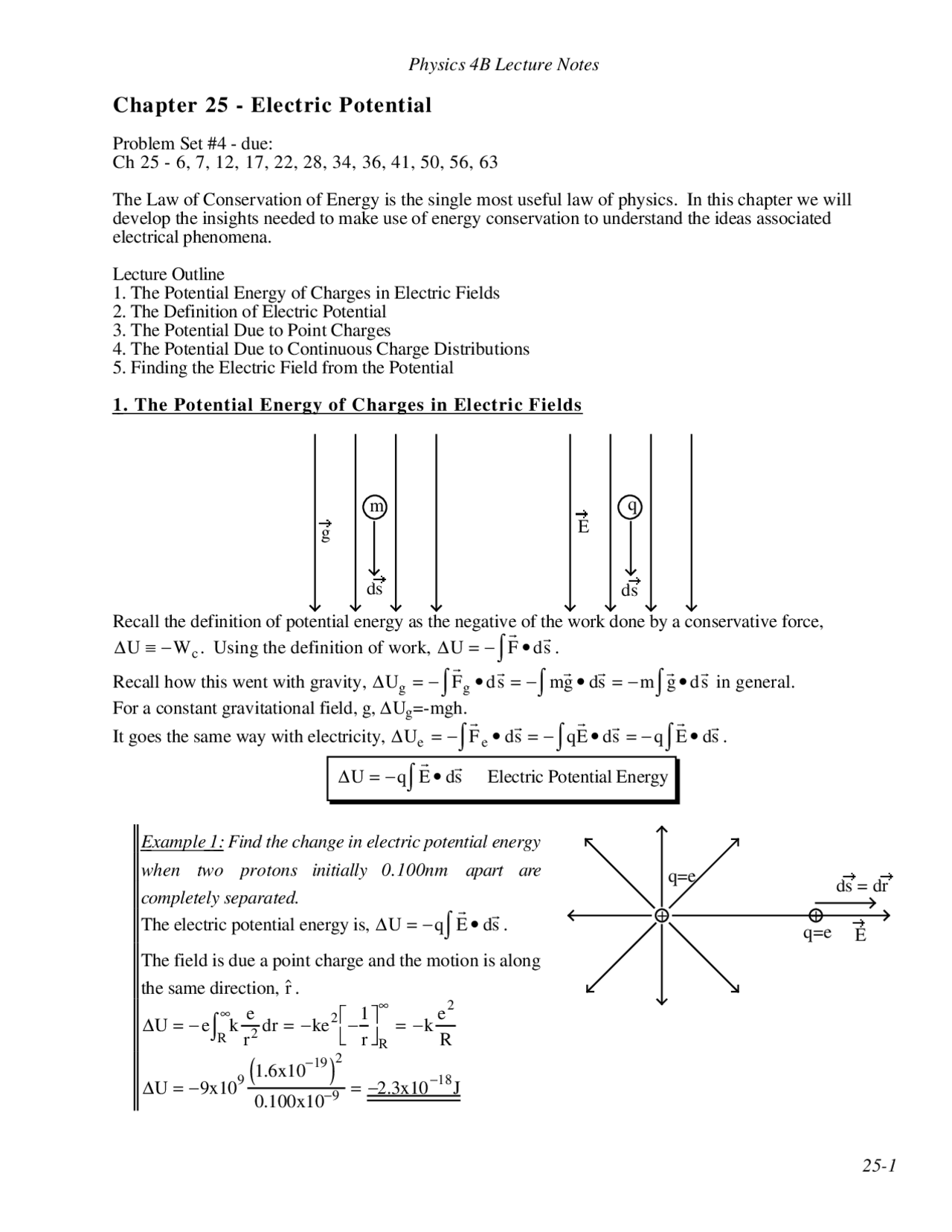 Electric Potential Notes.pdf Electric Potential - Electricity and Magnetism - Notes - Docsity