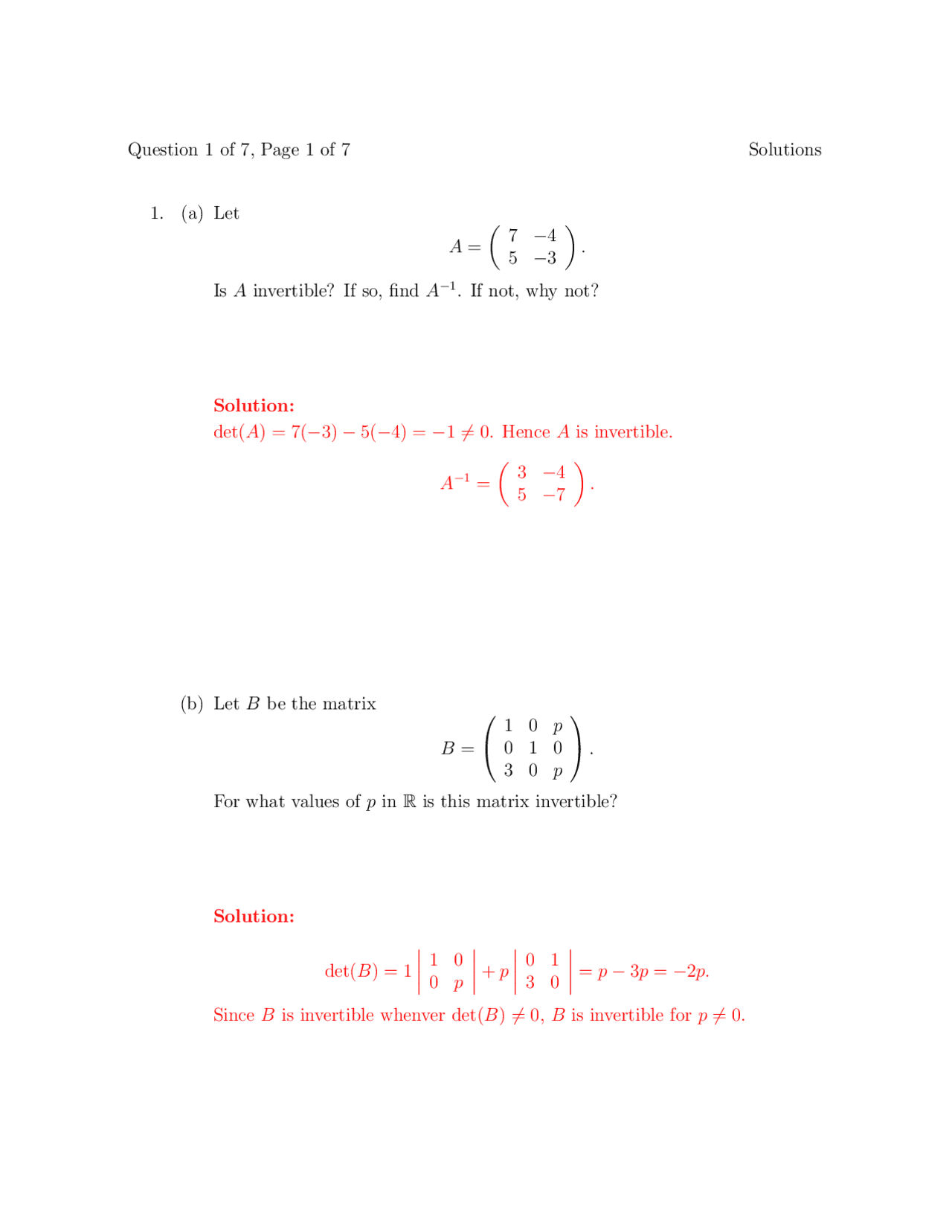 Matrix Invertible - Linear Algebra and Multivariable Calculus - Second ...