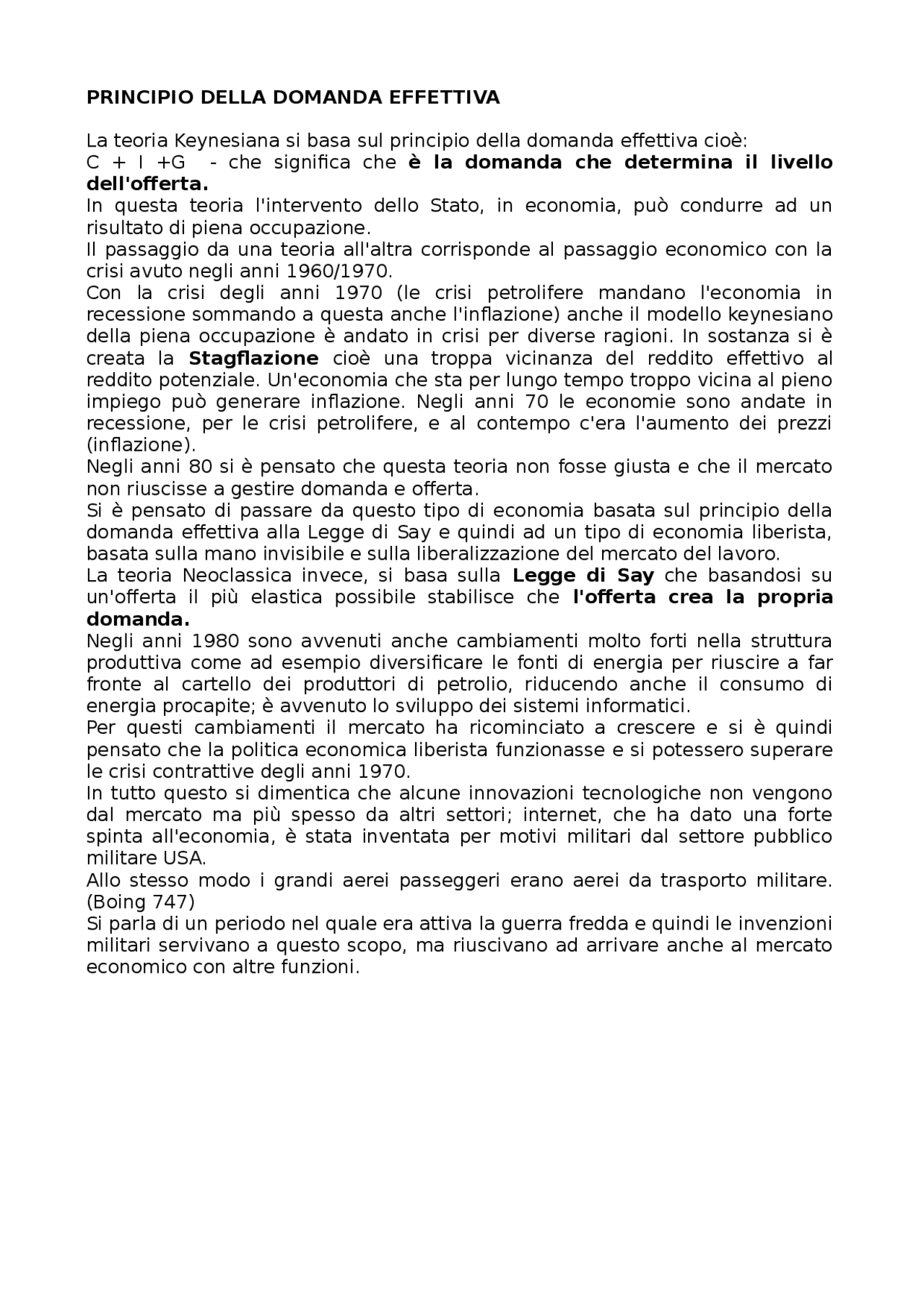 Principio della domanda effettiva Docsity