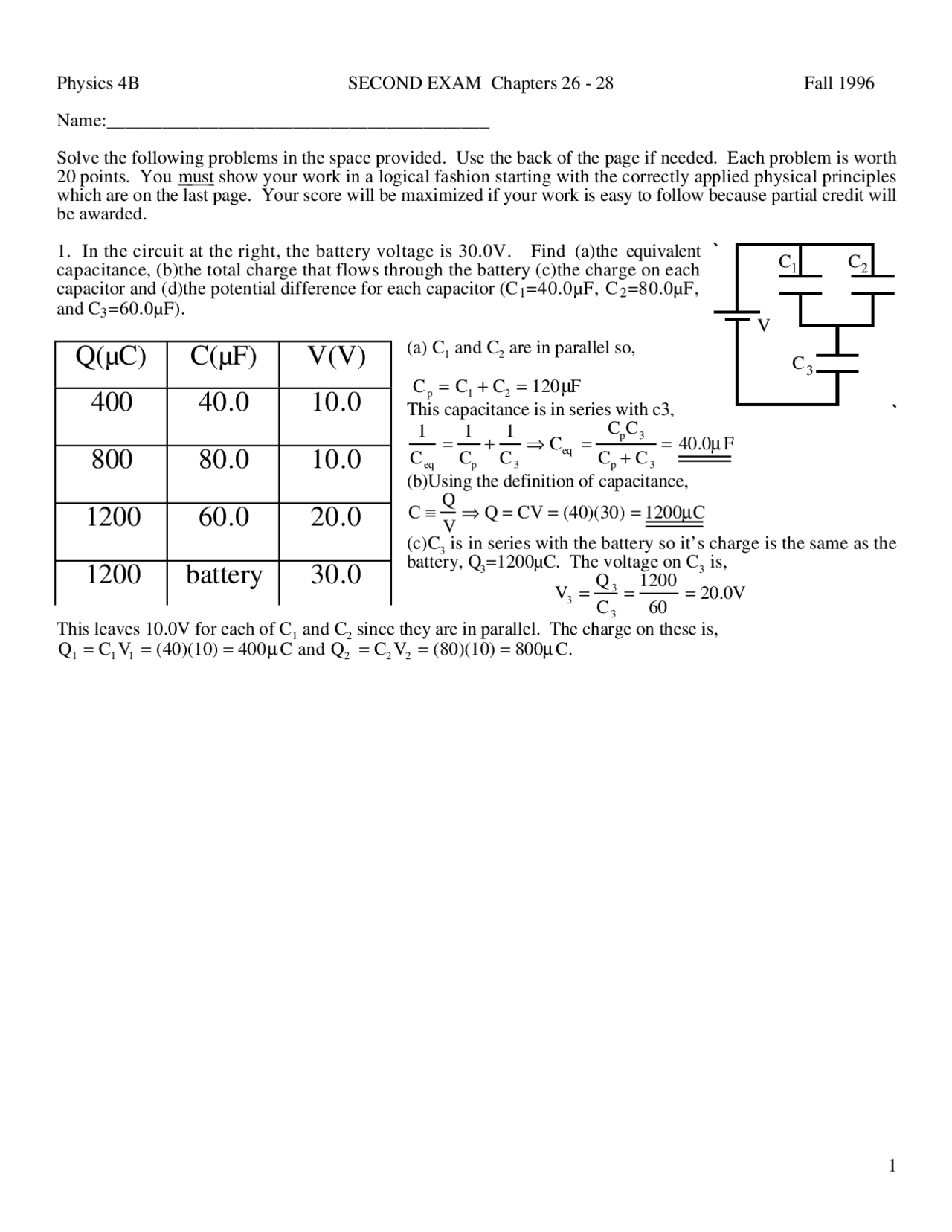 Total Charge Flows - Electricity and Magnetism - Solved Past Paper ...