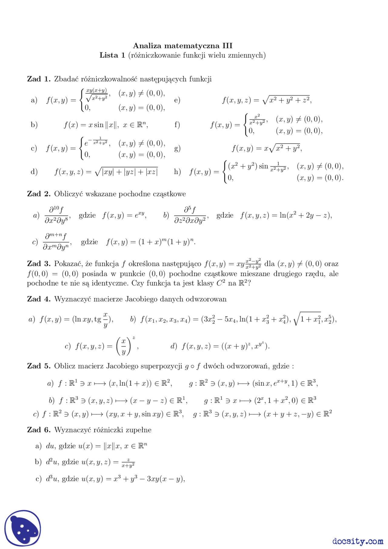 Sprawdzian Analiza Matematyczna 3 Kl Lo