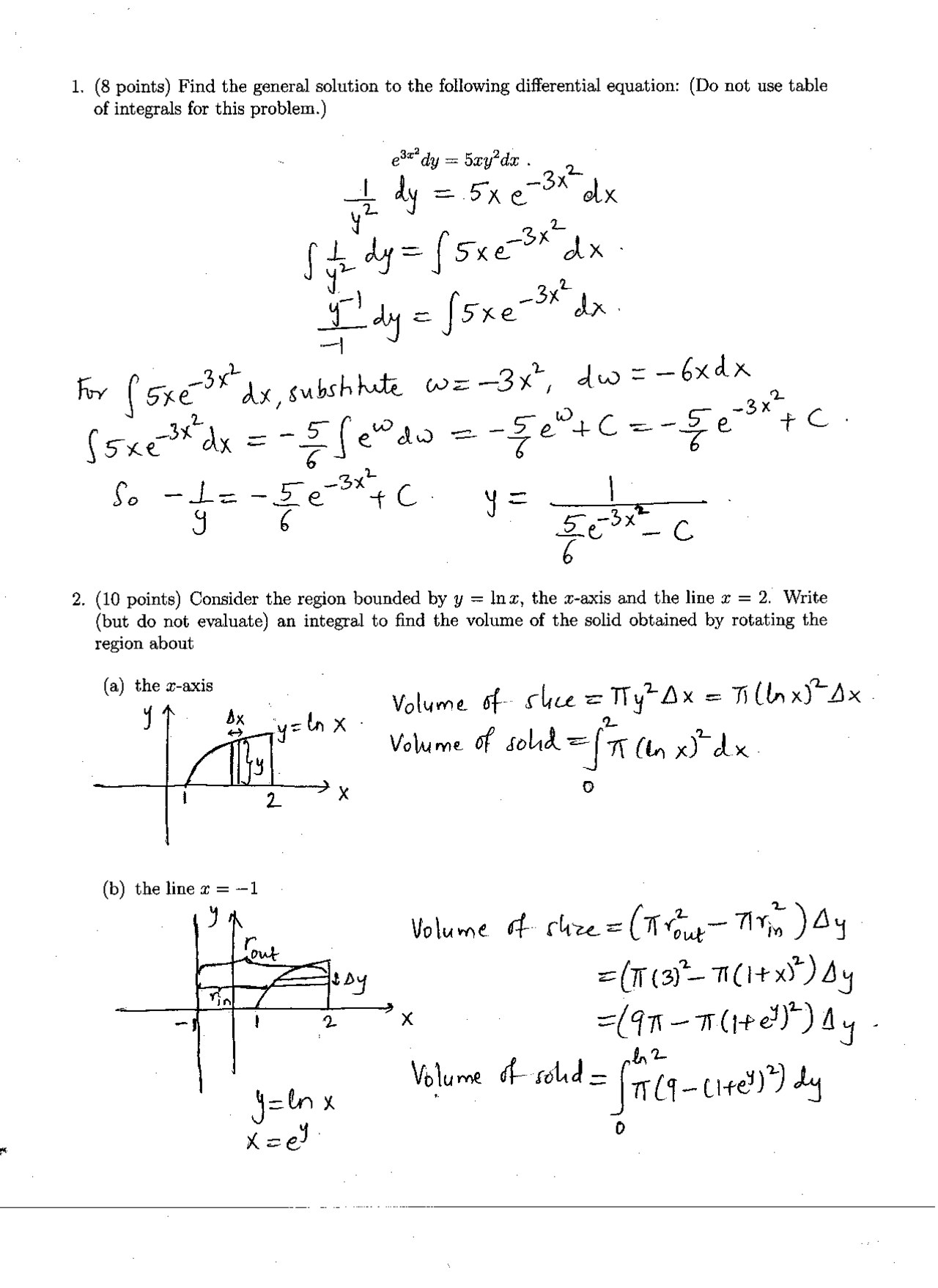 General Solution - Calculus - Solved Exam - Docsity