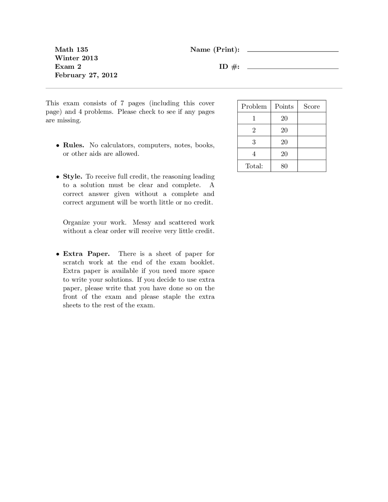 4 Solved Problems on Messy and Scattered Work - Midterm Exam | MATH ...