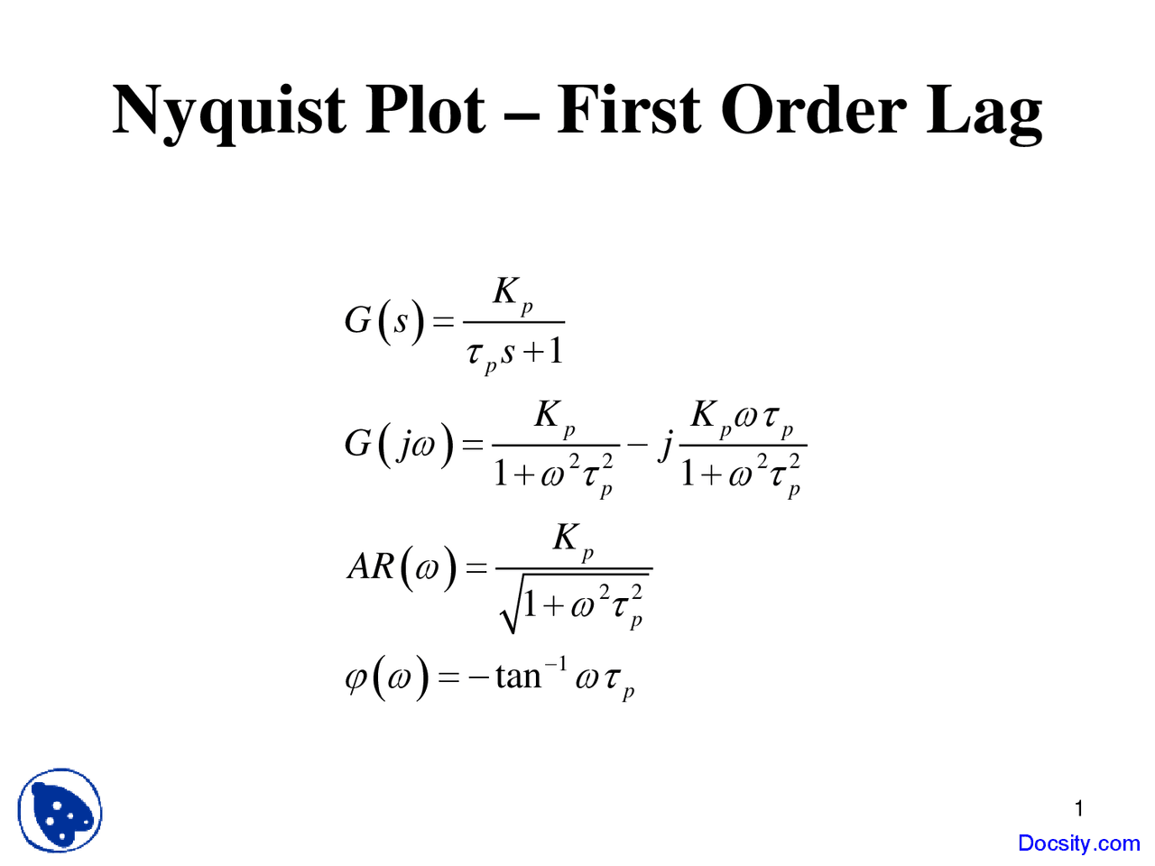 First Order Lag - Process Control - Lecture Slides - Docsity