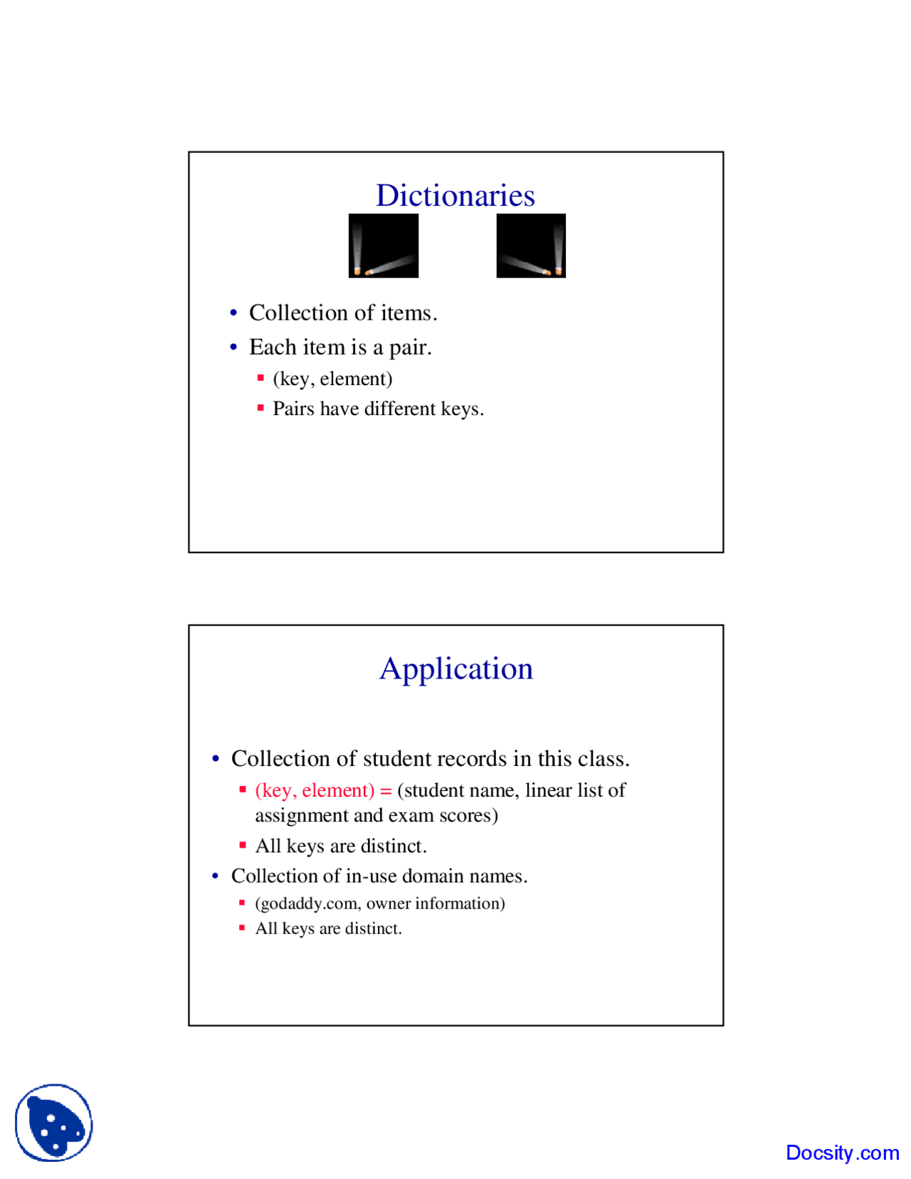 Dictionaries - Advanced Data Structures - Lecture Slides | Slides ...