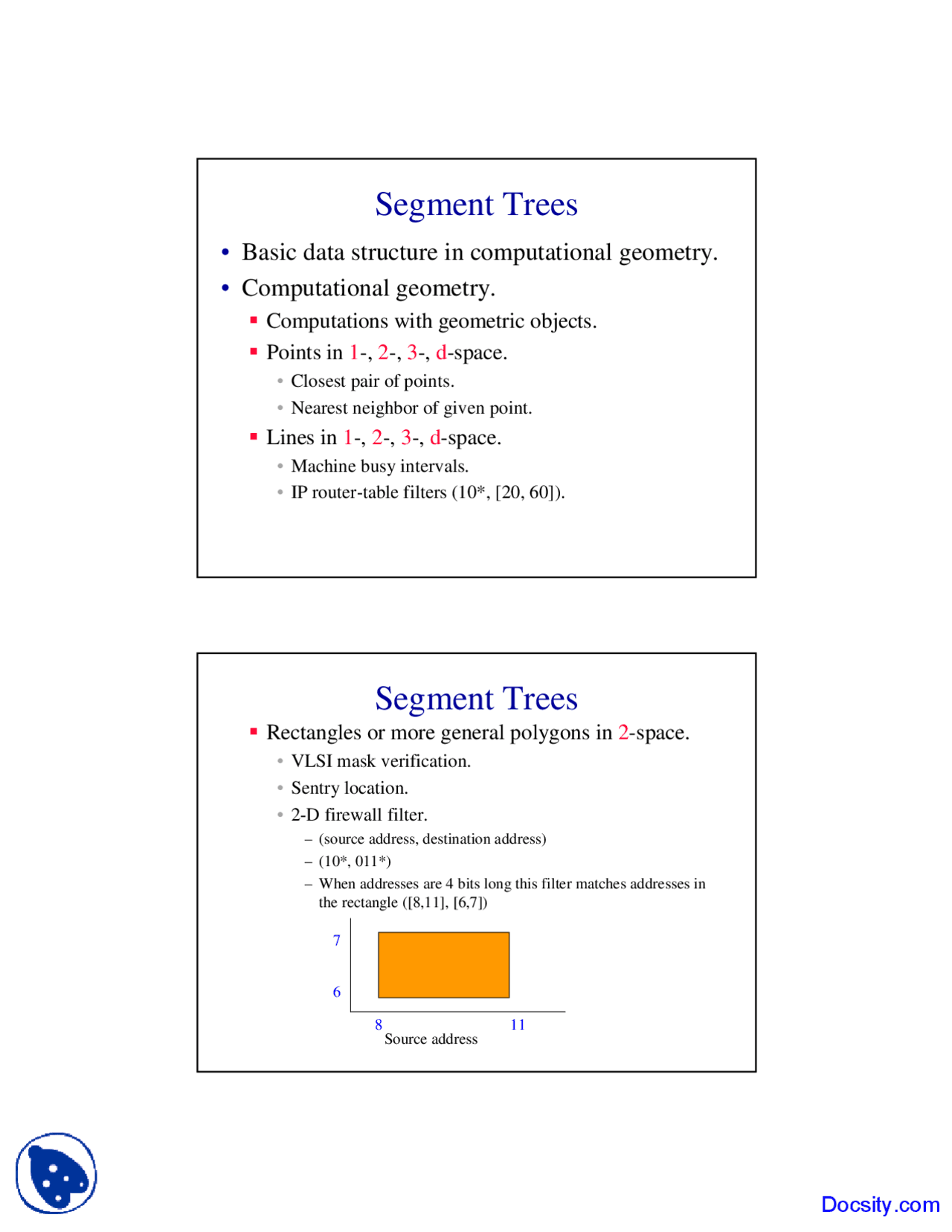 Segment Trees - Advanced Data Structures - Lecture Slides - Docsity