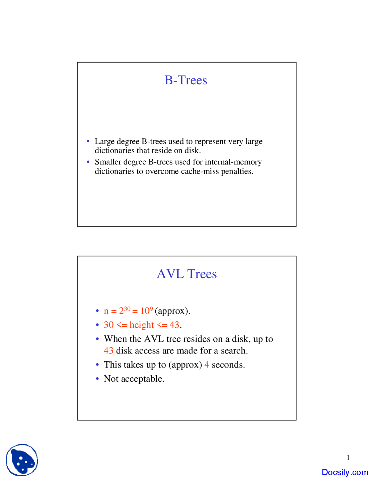 B-Trees - Advanced Data Structures - Lecture Slides | Slides Computer ...