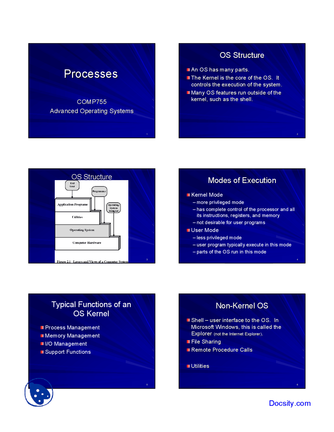 Processes - Advanced Operating System - Lecture Slides - Docsity
