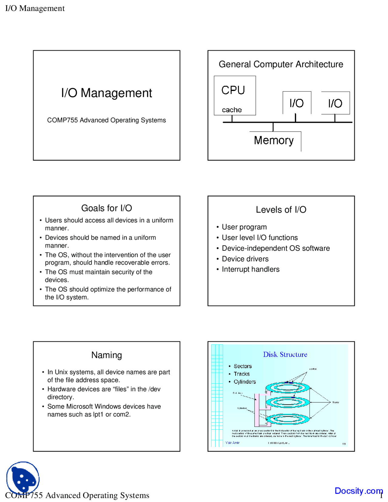 Input Output Management - Advanced Operating System - Lecture Slides ...