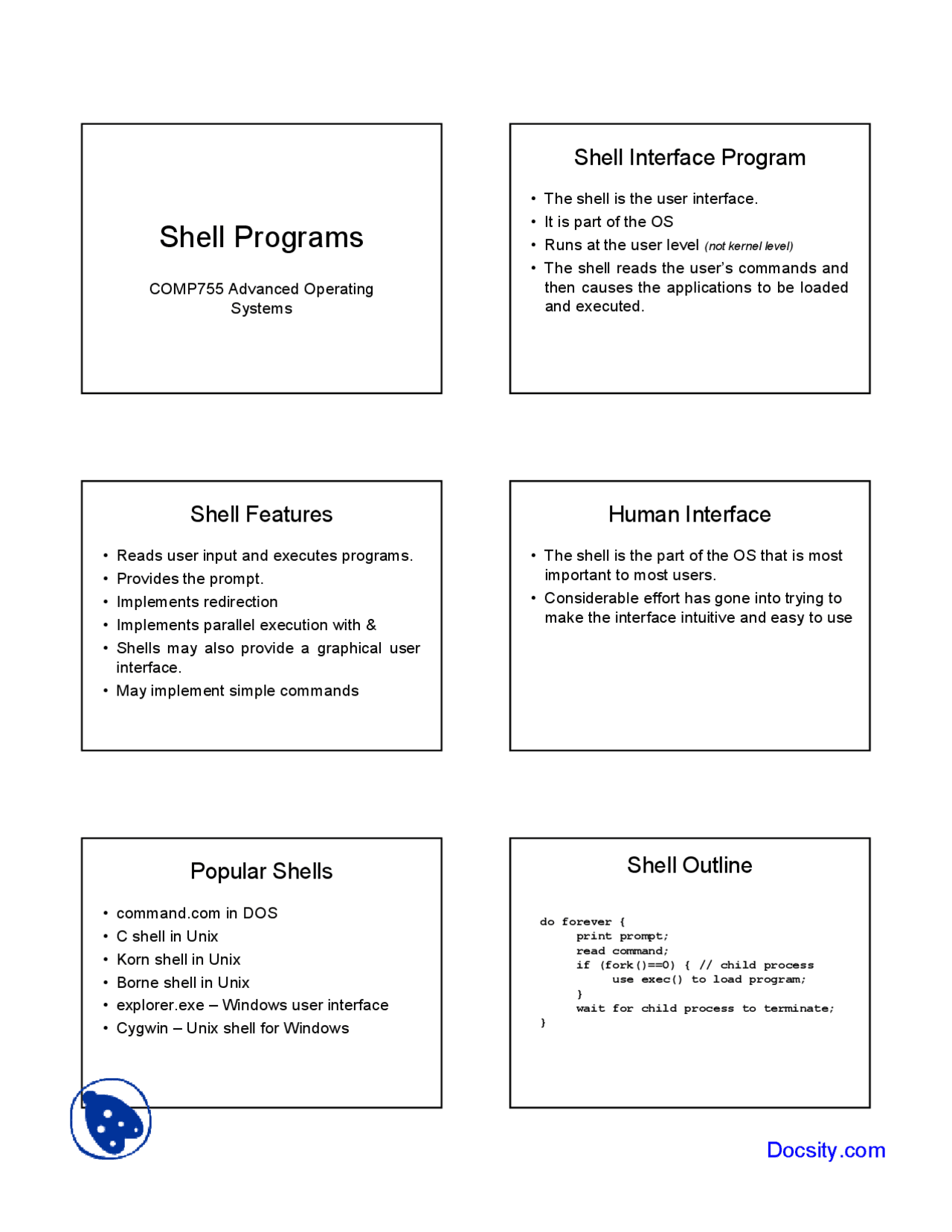 Shell Programs - Advanced Operating System - Lecture Slides - Docsity