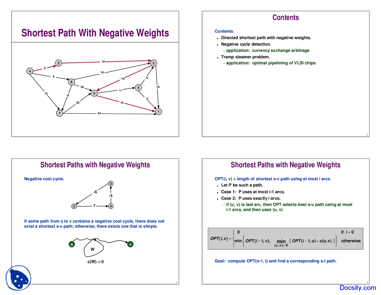 Negative Graph Shortest Path Algorithm Shortest Path with Negative Weights - Algorithm and Complexity Analysis ...