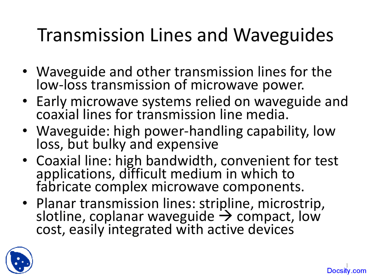 Transmission Lines and Waveguides Advanced Device Simulation