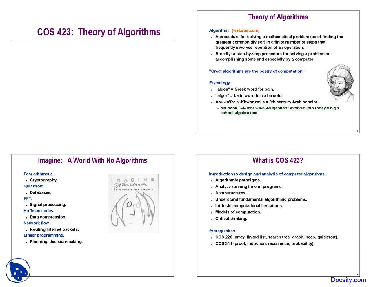 Theory of Algorithms - Algorithm and Complexity Analysis - Lecture ...