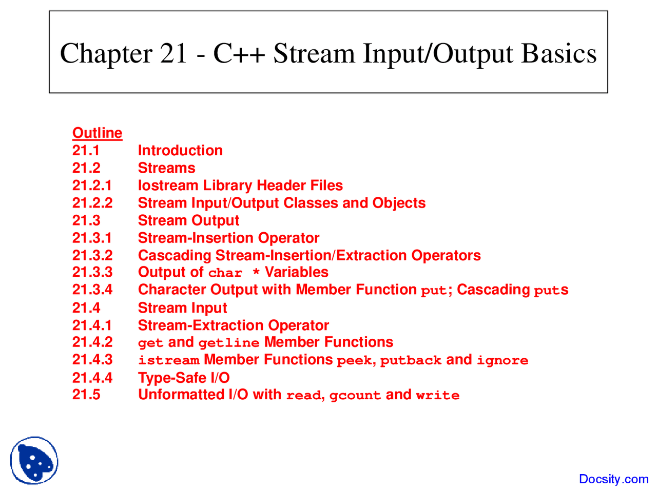 Stream Input Output Basics - Advanced Programming - Lecture Slides ...