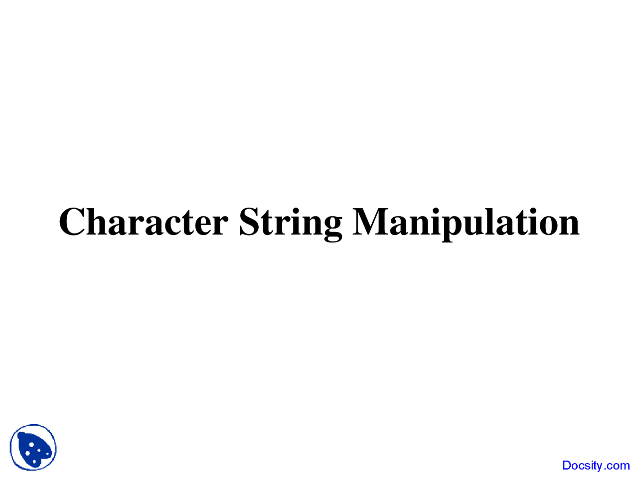 Character String Manipulation - C Programming - Lecture Slides - Docsity