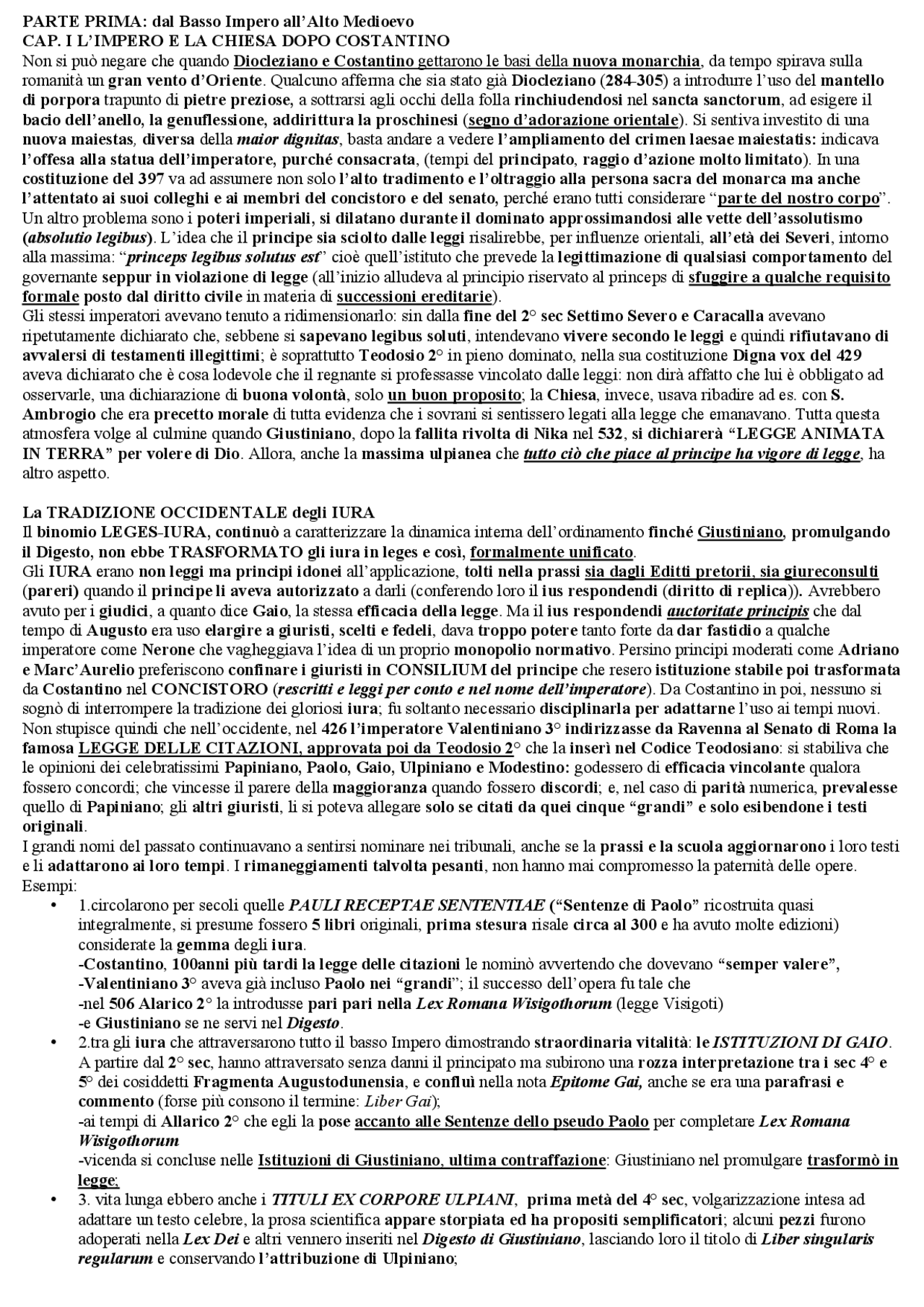 Cortese Morelli Riassunto UNIBO Storia del diritto medievale e