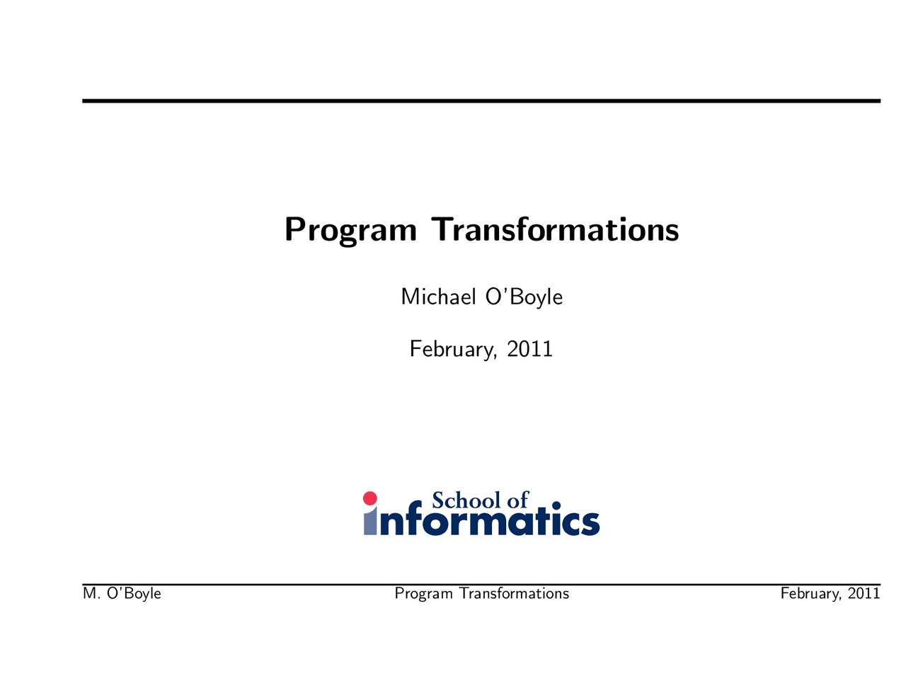Program Transformations - Compiler Optimisation - Lecture Slides - Docsity