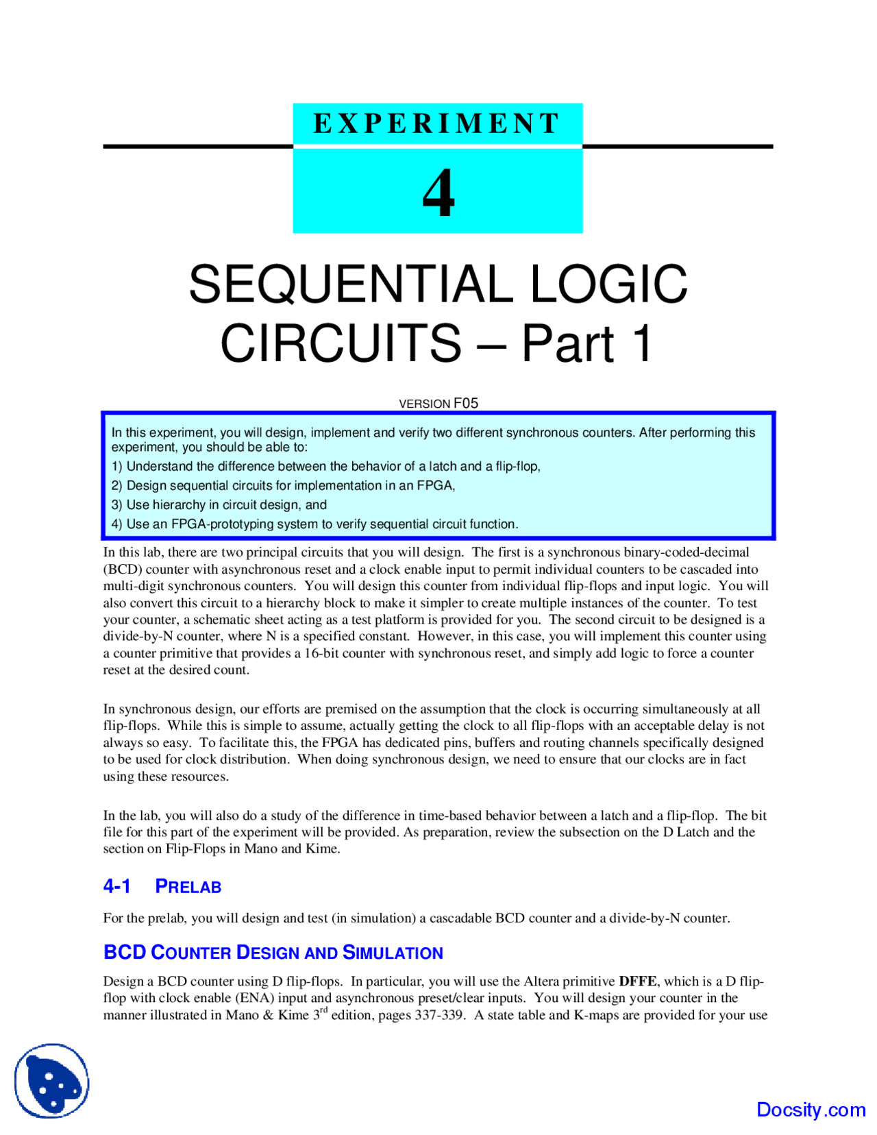 the sequential initializer pattern - computer graphics... Sequential Logic - Digital Logic - Laboratory - Docsity