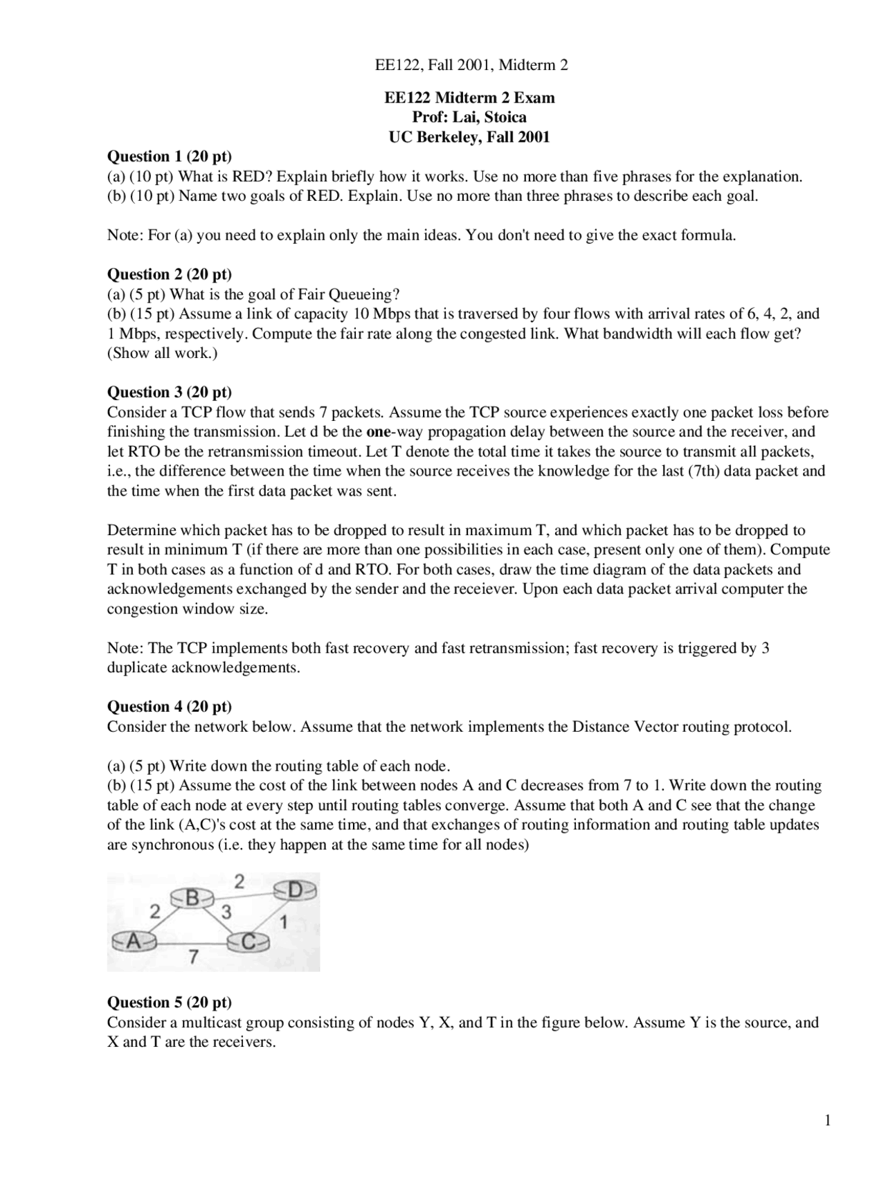 Link - Introduction to Communication Networks - Exam - Docsity