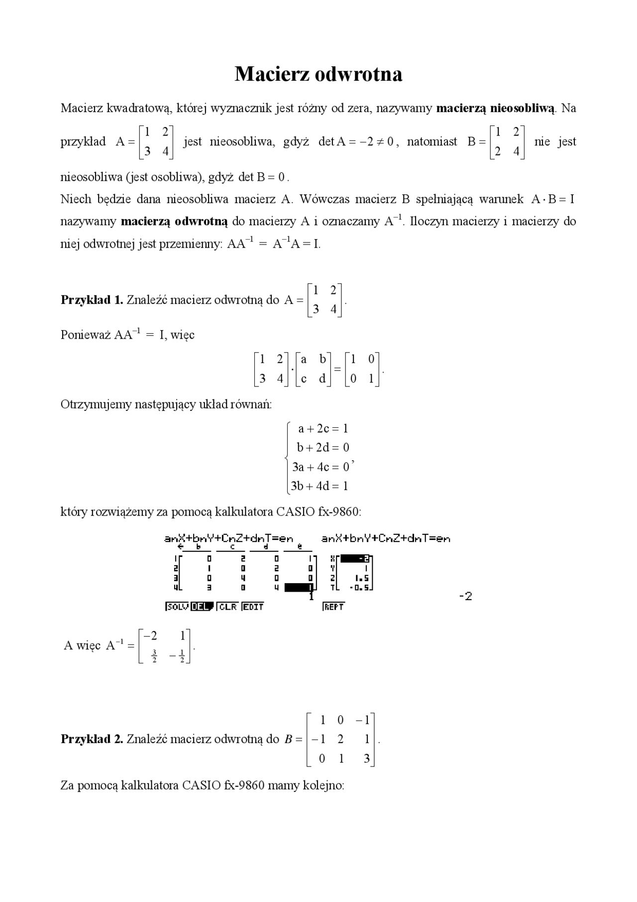 macierz-odwrotna-notatki-algebra-docsity