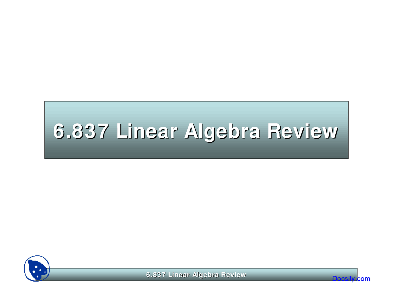 Linear Algebra - Computer Graphics - Lecture Slides - Docsity