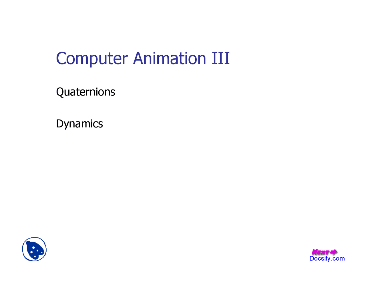 Quaternions - Computer Graphics - Lecture Slides - Docsity