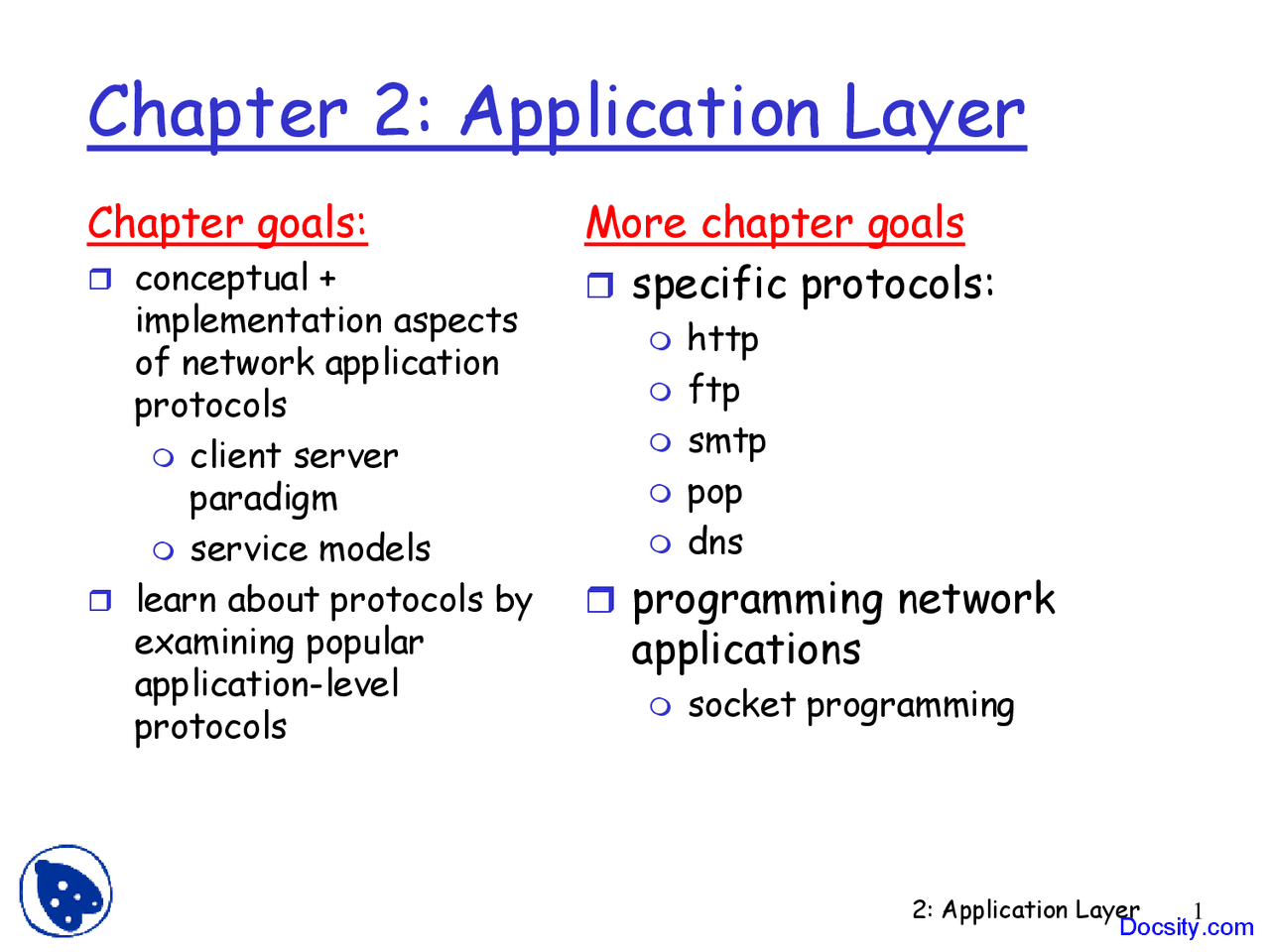 Application Layer - Computer Networks - Lecture Slides - Docsity