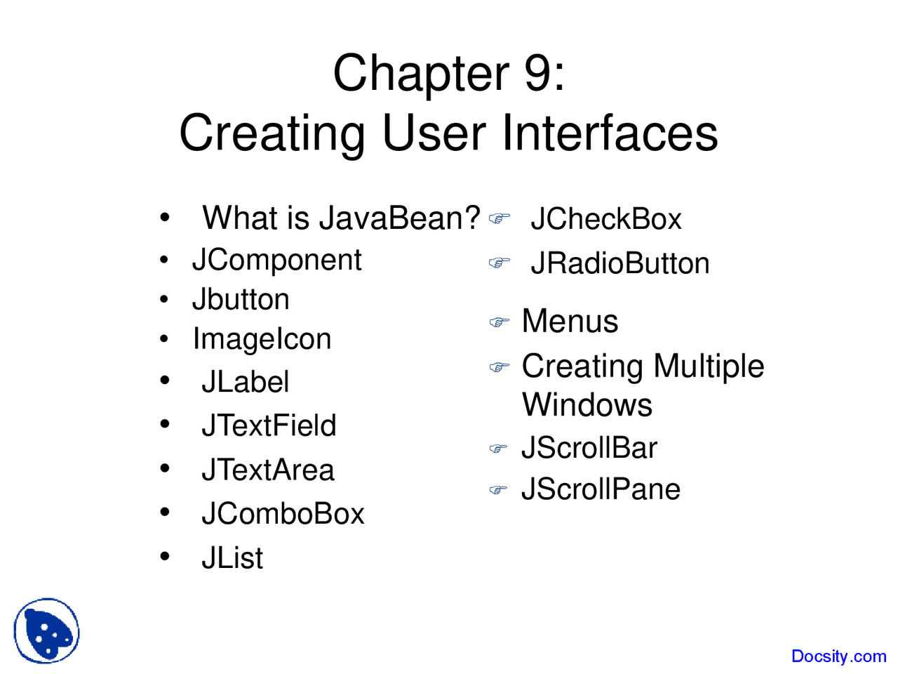 Creating User Interfaces - Java Programming Language - Lecture Slides ...