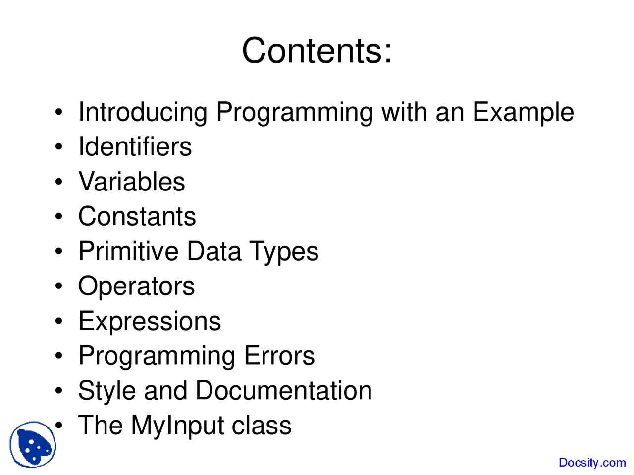 Introducing Programming - Java Programming Language - Lecture Slides ...