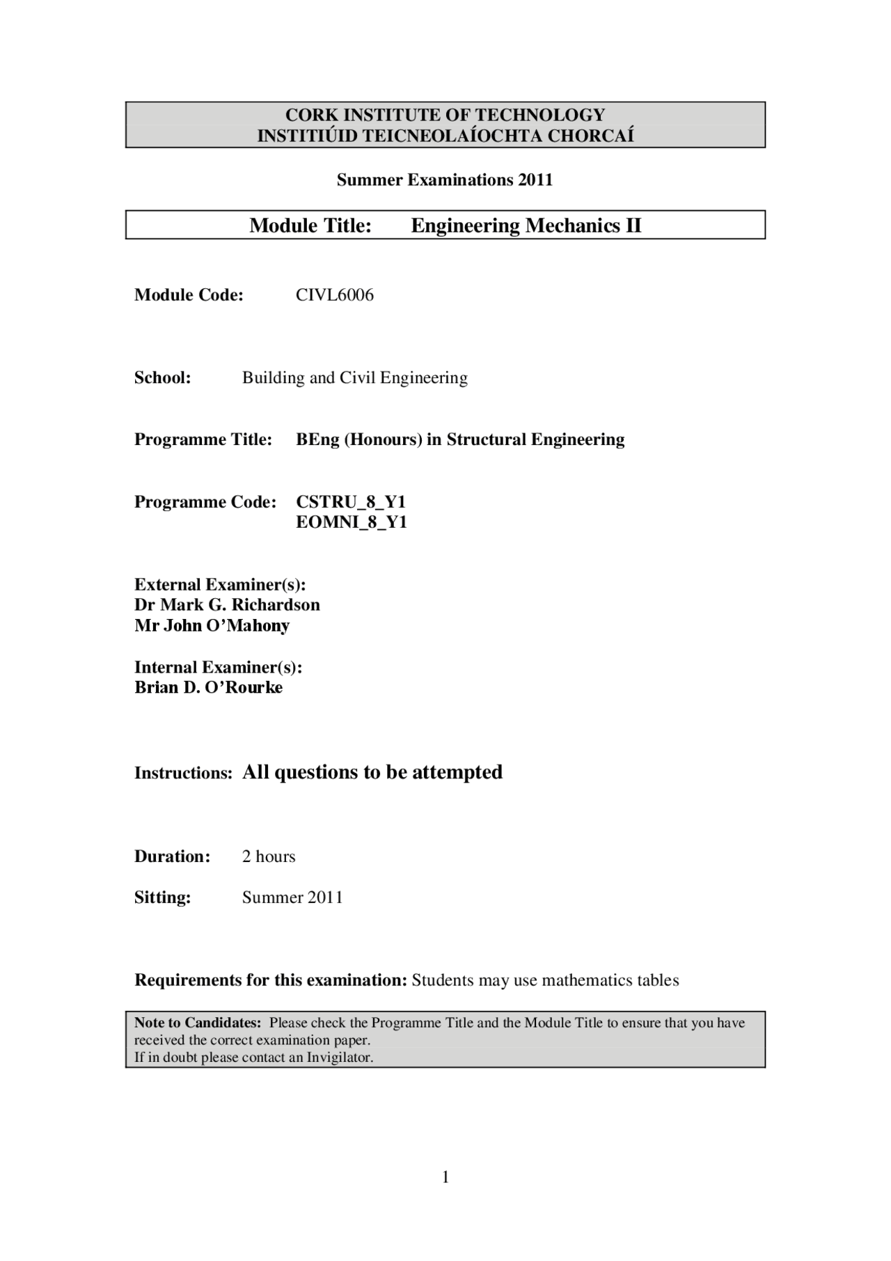 Horizontal Reaction - Engineering Mechanics - Past Paper - Docsity