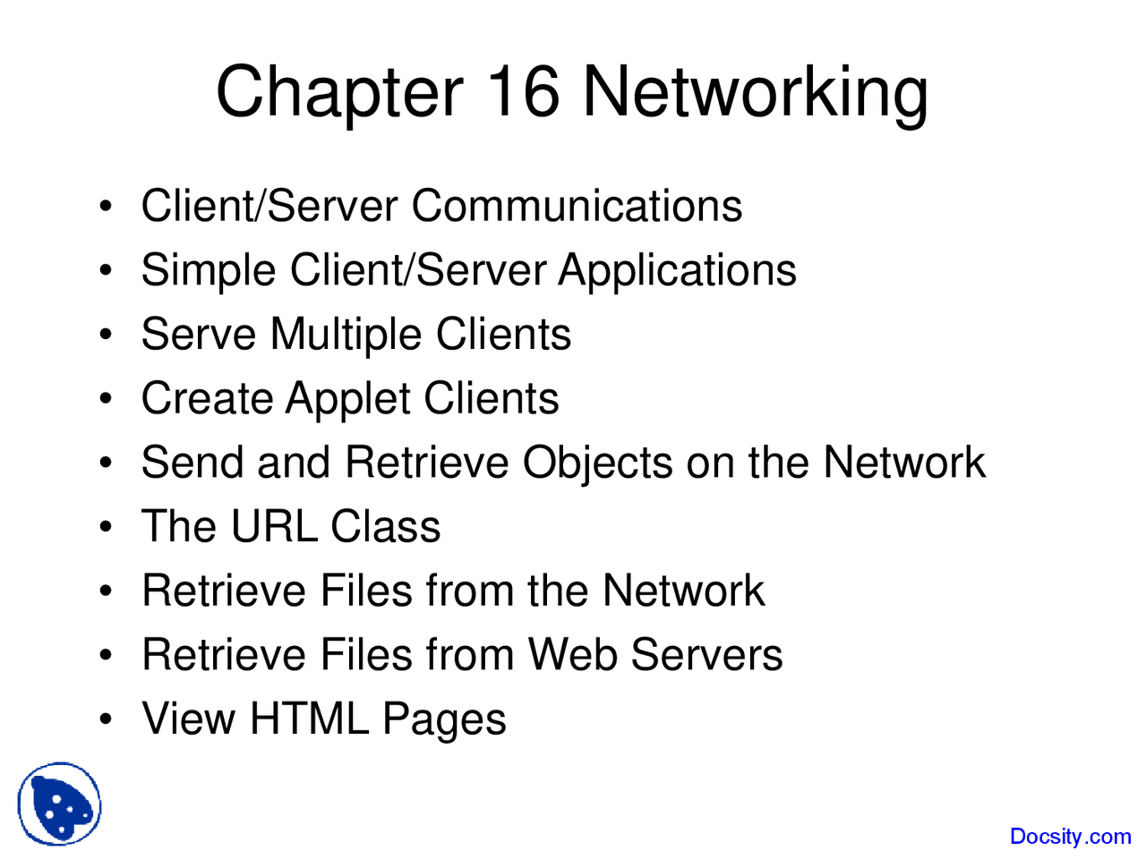 Networking - Java Programming Language - Lecture Slides - Docsity