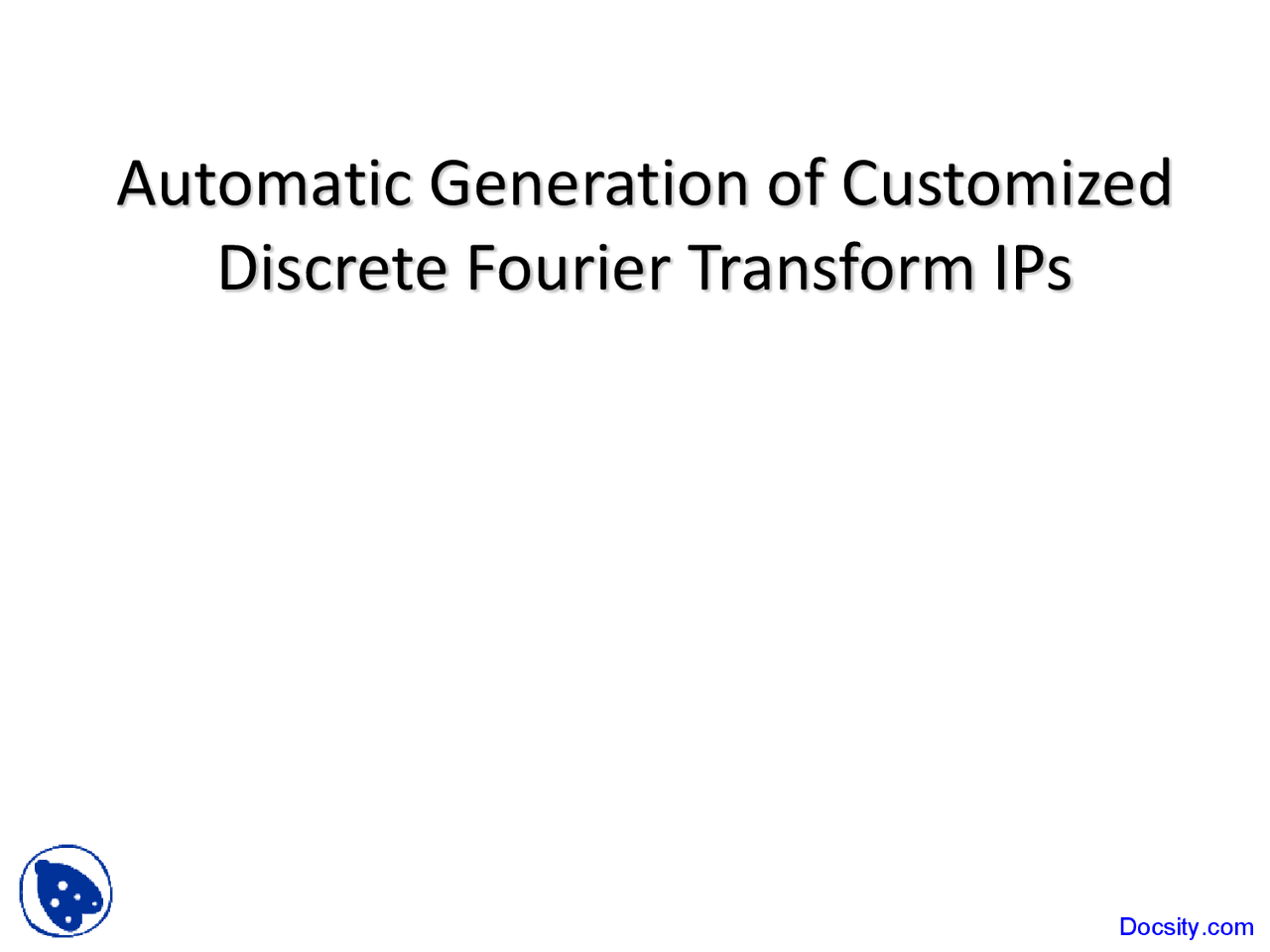 Automatic Generation Multimedia Signal Processing Lecture Slides