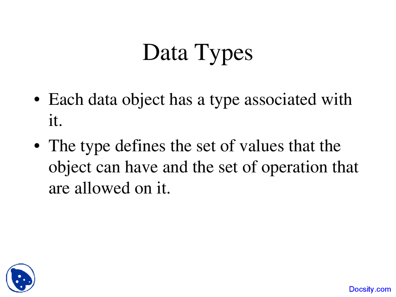 Data Types - Computer Science - Lecture Slides - Docsity