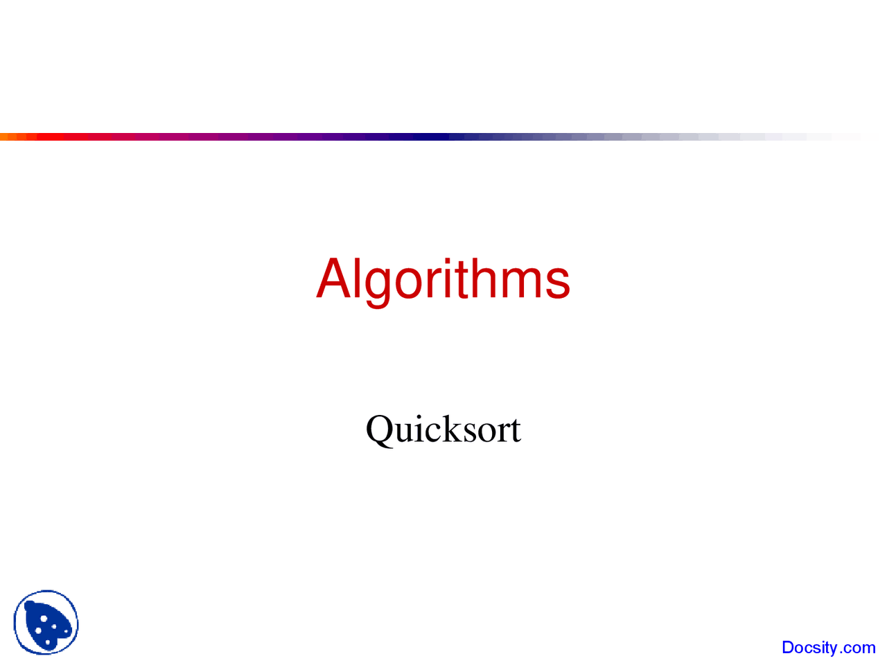 Quicksort Two - Introduction to Algorithms - Lecture Slides - Docsity