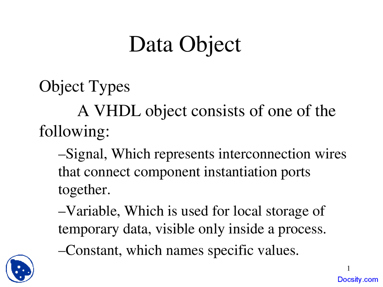 Object Types - Computer Science - Lecture Slides - Docsity